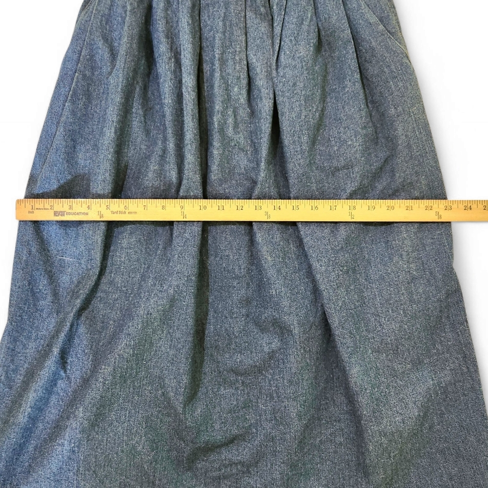 A Paquette Womens 12 Denim Midi Skirt Pleat Front Lagenlook Medium Wash 2 Pocket - Picture 6 of 8